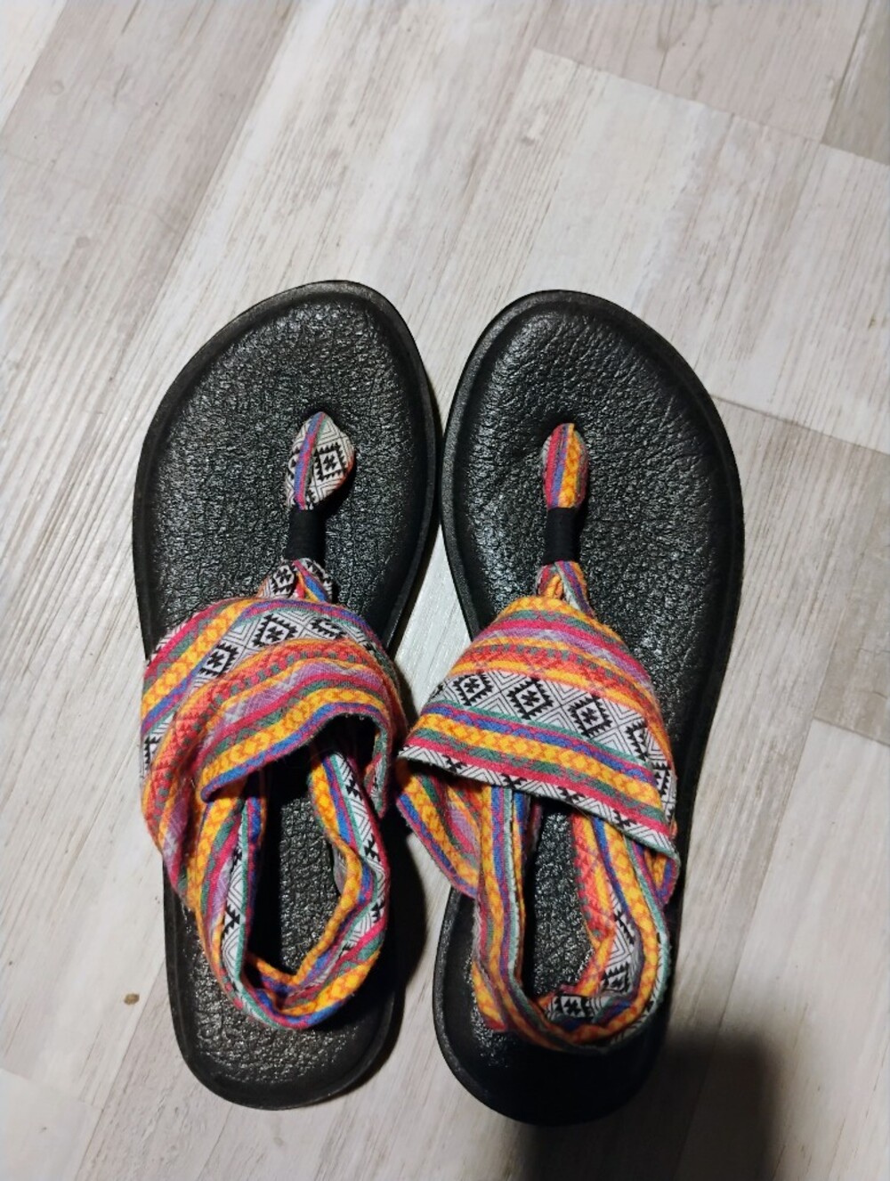 Sanuk Multicolor Woven Strap Sandals with Black Footbed
